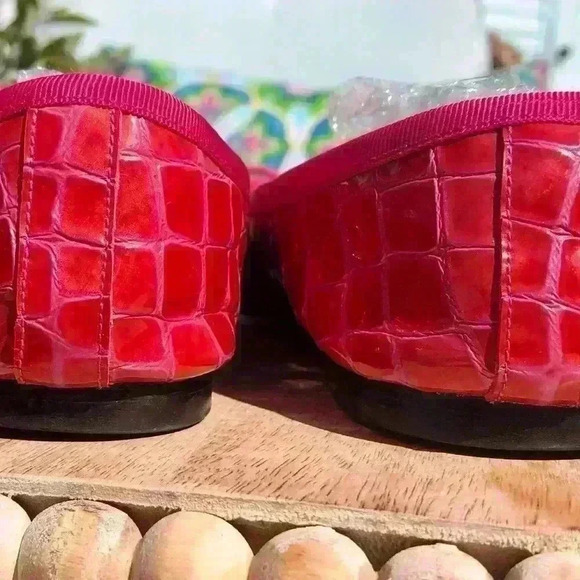 London Sole  Pink Henrietta Patent Leather Croc Effect Ballet Flat Size 6 - Picture 7 of 12